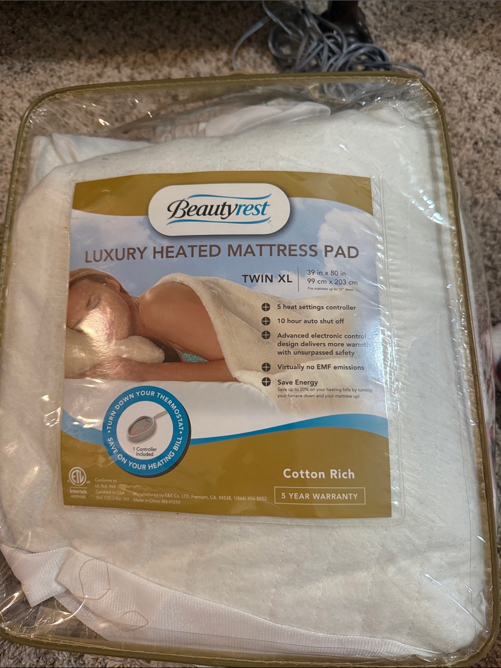 Beautyrest Luxury Heated Mattress Pad - White (Twin XL)